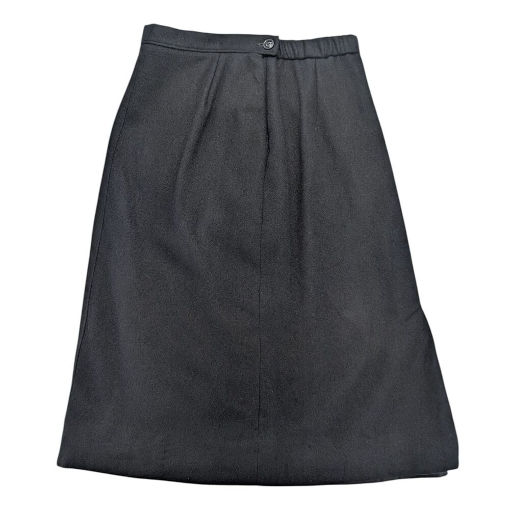 Women’s Koret 100% Wool Midi A-Line Skirt Black Size 16 Union Made in USA